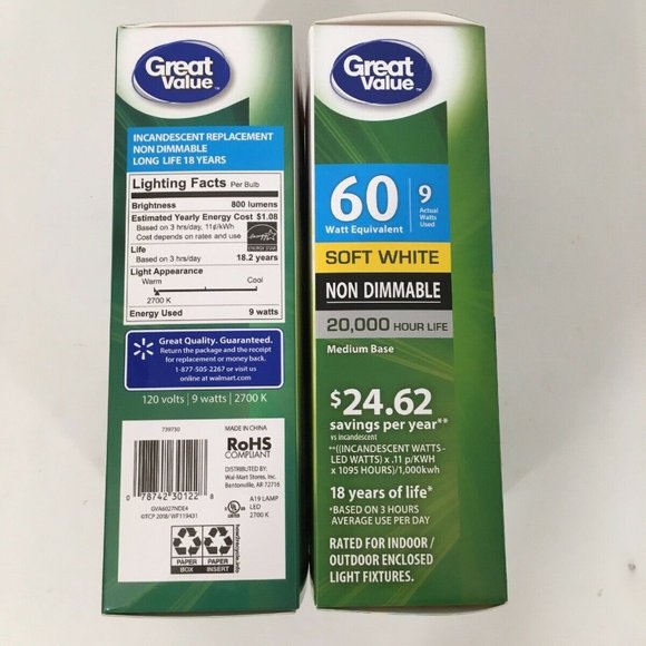 Great Value Other Great Value Led Bulbs 2 Pack Soft White 6w Poshmark